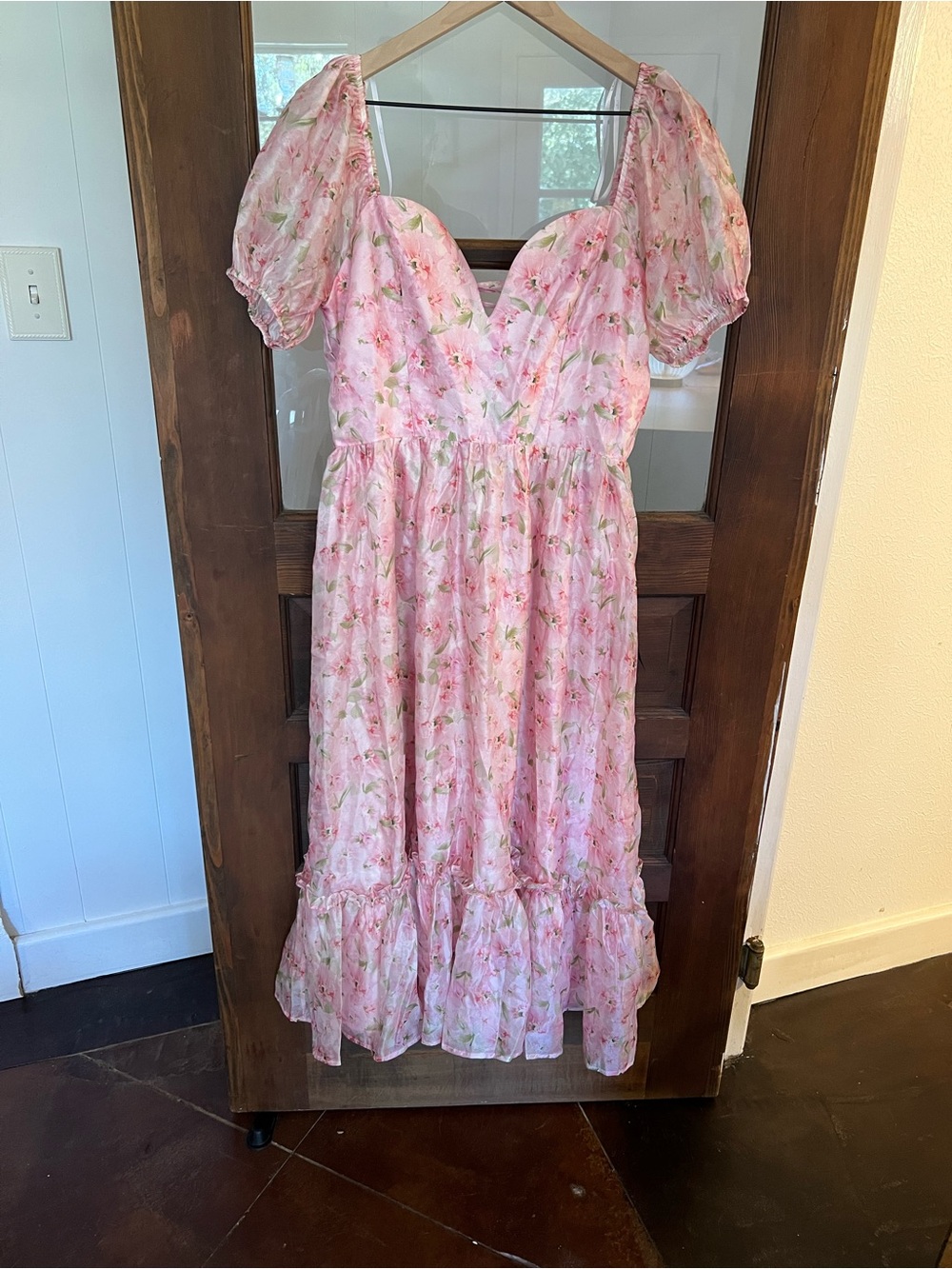 Luluโs Pink and Green Floral Dress